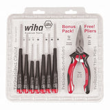 Wiha Precision Slotted and Phillips Screwdriver Set 8 Piece + Long Nose Pliers