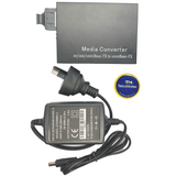 2x Ethernet Media Converter 10/100/1000 Single Mode Simplex 20KM