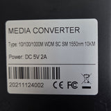 2x Ethernet Media Converter 10/100/1000 Single Mode Simplex 20KM