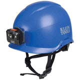 Klein Tools Safety Helmet Hard Hat Blue with Rechargeable Headlamp