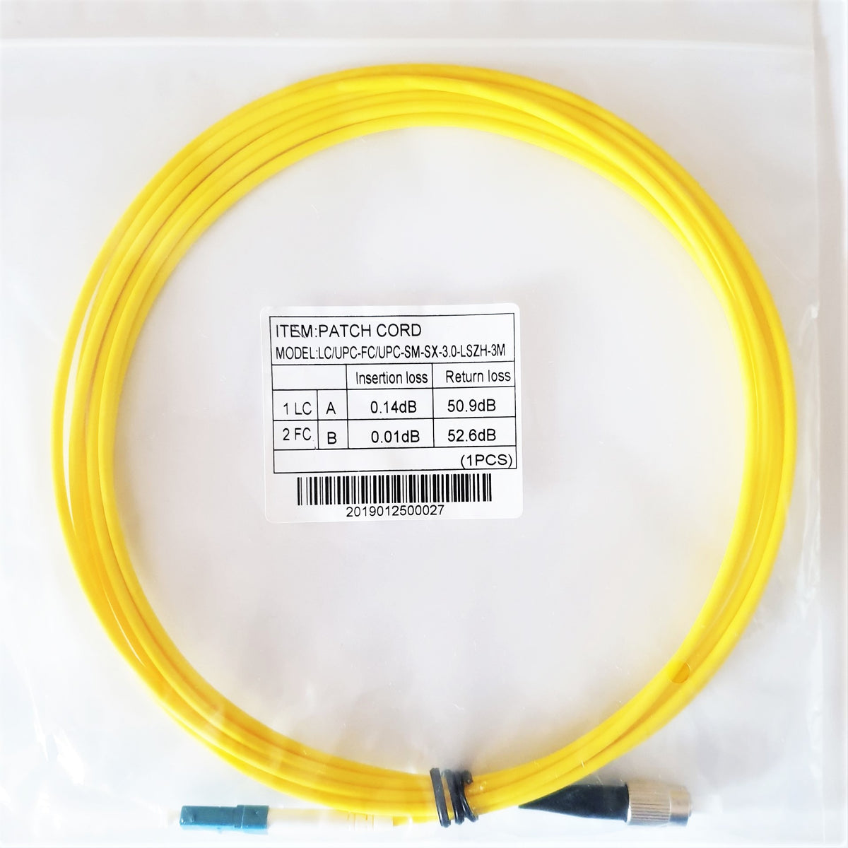Fibre Optic LC UPC to FC UPC Single Mode Patch Cord 3 Metres for NBN ...