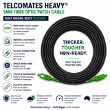 TELCOMATES HEAVY FIBRE OPTIC PATCH CABLES FOR NBN VARIOUS LENGTHS