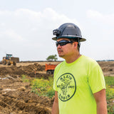 Klein Carbon Fiber Full Brim Hard Hat with Headlamp, Spartan