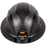 Klein Carbon Fiber Full Brim Hard Hat with Headlamp, Spartan