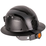 Klein Carbon Fiber Full Brim Hard Hat with Headlamp, Spartan