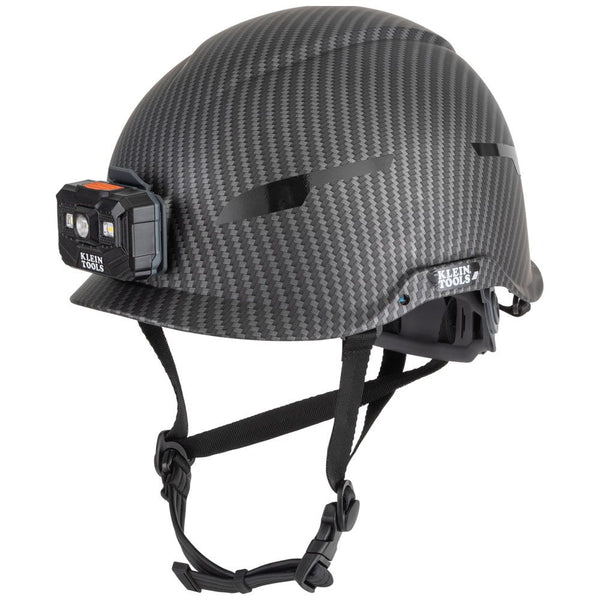 BRAND NEW KLEIN TOOLS CARBON NON-VENTED PREMIUM SAFETY HELMET WITH HEADLAMP