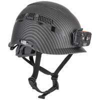 BRAND NEW KLEIN TOOLS CARBON VENTED PREMIUM SAFETY HELMET WITH HEADLAMP HARDHAT
