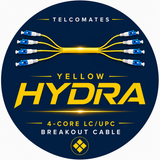 Telcomates Yellow Hydra 4-Core LC/UPC Fibre Optic Breakout Cable