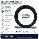 TELCOMATES STEEL ARMOURED FIBRE OPTIC PATCH CABLES FOR NBN VARIOUS LENGTHS