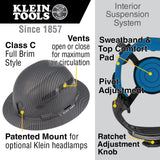 BRAND NEW KLEIN TOOLS CARBON FIBRE FULL BRIM HARD HAT VENTED