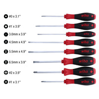 Wiha 8 Piece SoftFinish Slotted and Phillips and Square Screwdriver Set
